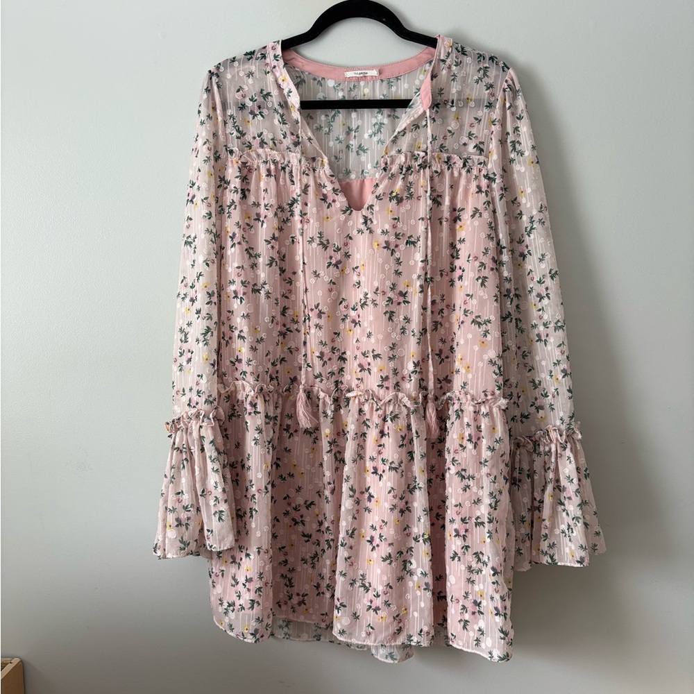 Tularosa dress medium light pink floral long sleeve